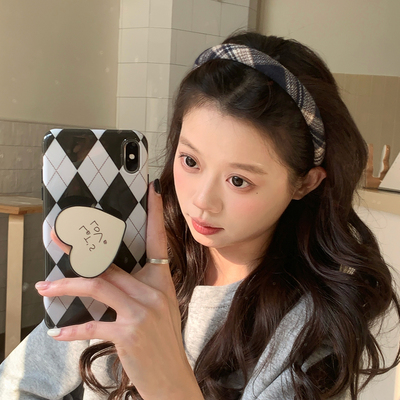 学院风格子细发箍秋冬复古百搭窄版头箍压发发卡韩系少女发饰新款