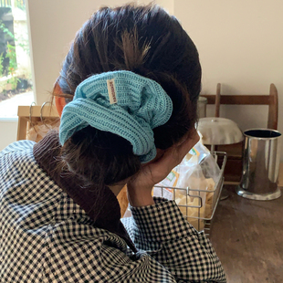 手织感~复古毛线发圈百搭纯色针织发绳大肠圈头绳低马尾发饰秋冬