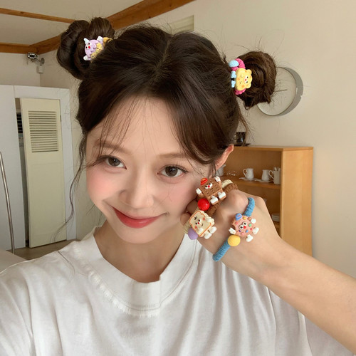 可爱曲奇饼干发绳趣味少女心头绳扎马尾皮筋发圈发饰头饰2025新款