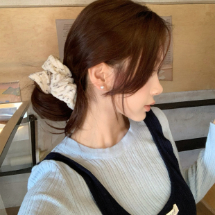 韩系温柔碎花发圈针织大肠圈头绳甜美气质头花发绳新款 秋冬发饰品