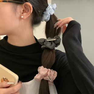 chic 百搭条纹点钻小肠圈发绳基础高弹力扎发皮筋头绳双马尾发饰