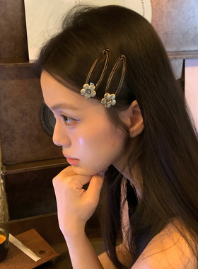 中古感！金属花朵发夹水钻刘海夹发卡掰掰夹侧边夹子韩系BB夹发饰