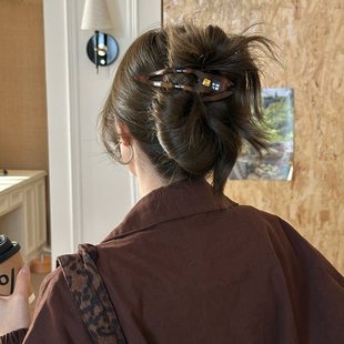 高品质玳瑁咖色一字大号燕尾夹通勤百搭后脑勺盘发夹抓夹鲨鱼夹子