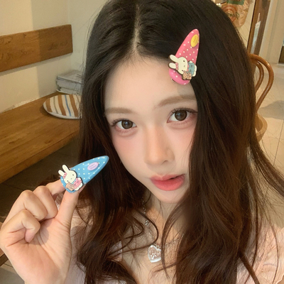可爱设计感米菲兔发夹撞色波点刘海夹发卡鸭嘴夹韩系少女发饰头饰