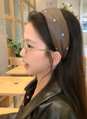 南韩艺术生！撞色波点pu皮质发箍宽边增高颅顶头箍压发发卡发饰女