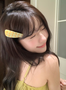 柠檬苏打~甜美撞色波点发夹大号刘海夹韩系少女发卡侧边夹子发饰