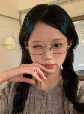 一对装~彩色植绒蝴蝶结发夹BB夹金属刘海夹发卡侧边碎发夹子发饰