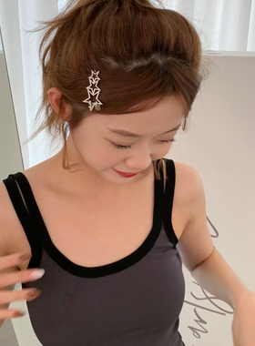镂空星星发夹甜酷Y2k少女边夹刘海夹金属发卡百搭高级感发饰2023