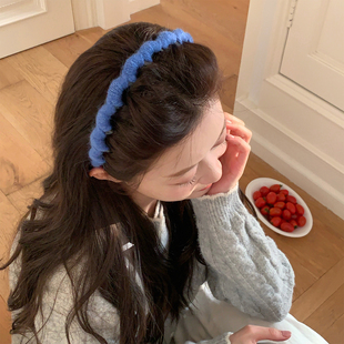糖果色毛线针织波浪发箍2025秋冬高颅顶带齿头箍压发发卡发饰新款