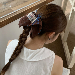 布鲁蓝咖。波点撞色方巾发圈秋季新款大肠圈韩系少女发绳小众发饰