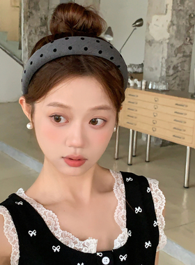 经典格雷灰色系发箍植绒波点爱心蝴蝶结头箍高级感海绵压发发卡新