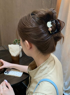 可爱波点猫咪抓夹小众设计感猫耳朵发抓鲨鱼夹后脑勺盘发夹子发饰