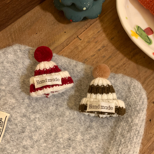 好可爱的小发夹!毛线针织帽子刘海夹发卡趣味设计感边夹少女发饰