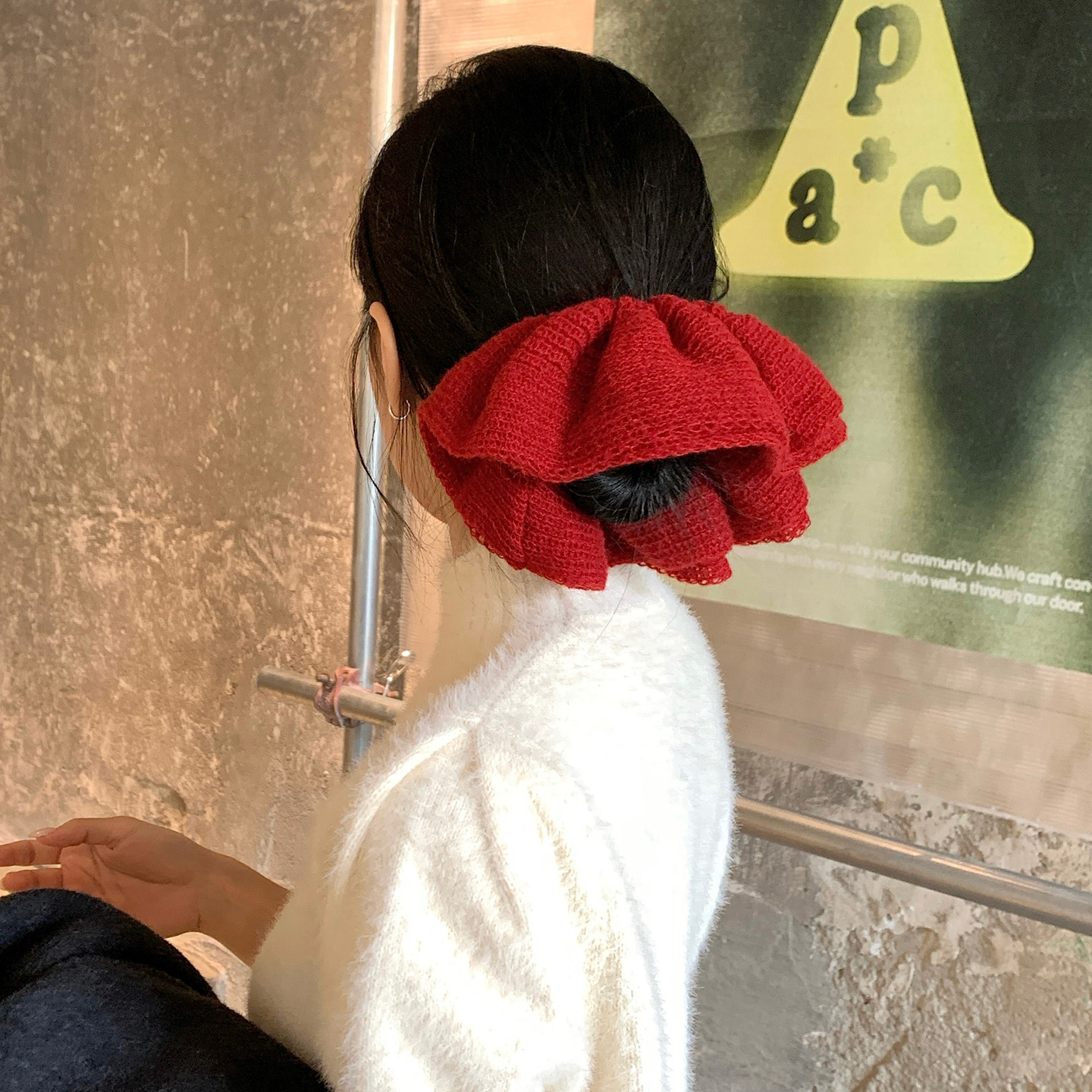 韩系超大针织发圈秋冬氛围感发绳大肠圈高级感低马尾头绳发饰新款