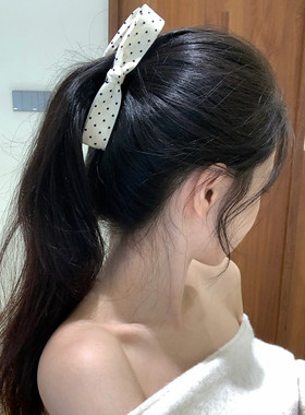 优雅气质波点蝴蝶结马尾夹女法式高级感香蕉夹竖夹扭扭夹发饰新款