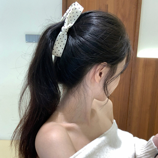 优雅气质波点蝴蝶结马尾夹女法式高级感香蕉夹竖夹扭扭夹发饰新款