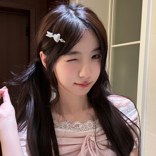 一箭穿心!水钻爱心发夹满钻刘海夹发卡小众设计感边夹高级感发饰