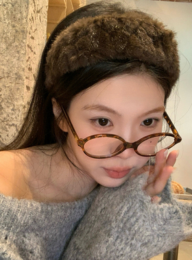 时髦爱豆！个性仿兔毛发箍秋冬温暖毛绒绒头箍宽边发卡压发发饰品