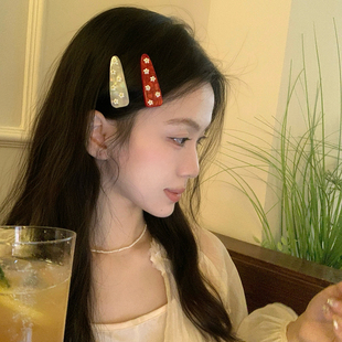 精致立体小花发夹鸭嘴夹质感醋酸碎发刘海夹侧边夹发卡高级感发饰