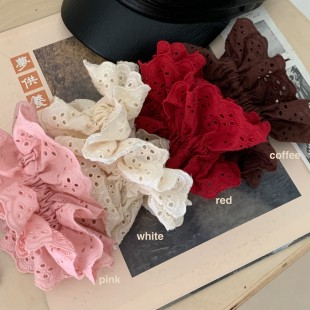 颜色超正 蕾丝大肠发圈布艺花边褶皱发绳女头绳发饰品 赵露思同款