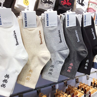 韩国进口袜子仙女风蝴蝶结棉袜vivid银葱小亮丝中筒少女袜子5139