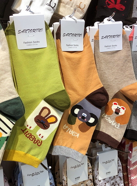 韩国东大门袜子可爱女生中筒后跟卡通棉袜日系风动漫少女袜3099