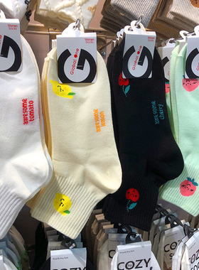 春夏新款袜子韩国进口女袜可爱水果卡通棉袜glalalane短筒袜7114