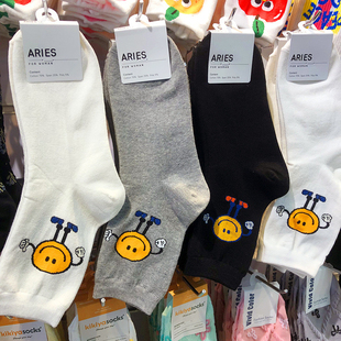 袜子棒棒哒开心笑脸少女袜卡通中筒袜9298 韩国ARIES春夏新款