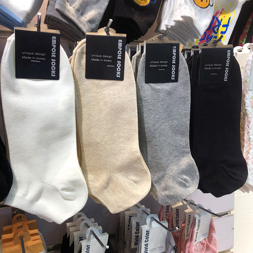 韩国EMPOLE春夏新款男士棉袜净版纯色简约风低腰袜子短筒吸汗6076