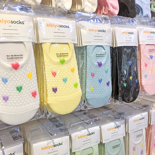 韩国kikiya隐形袜糖果色爱心网眼少女船袜镂空透气防脱薄1143