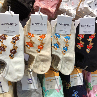 韩国春夏新款 船袜ETNA字母小熊女生防脱隐形袜日系短棉袜3120