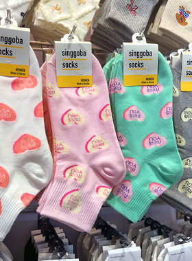 2025春季新款袜子立体爱心多巴胺少女袜韩国singgoba短筒棉袜9264
