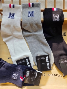 韩国vivid进口男袜东大门字母M运动袜袜子中筒休闲百搭5202