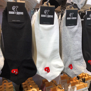 韩国进口春夏短筒棉袜glalalane爱心低腰男袜纯色简约风吸汗9316