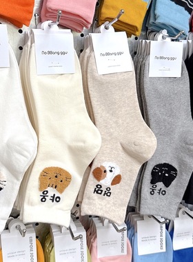 韩国东大门新款女袜可爱小猫韩系学院风中筒袜子学生秋冬春款9344