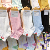 韩国2025春夏新款 袜子kikiya短筒少女袜草莓樱桃水果棉袜1137