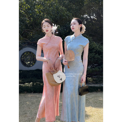 Atelier Onepire|《兰芷佳人》桃夭汀兰斜裁显瘦新中式显瘦连衣裙