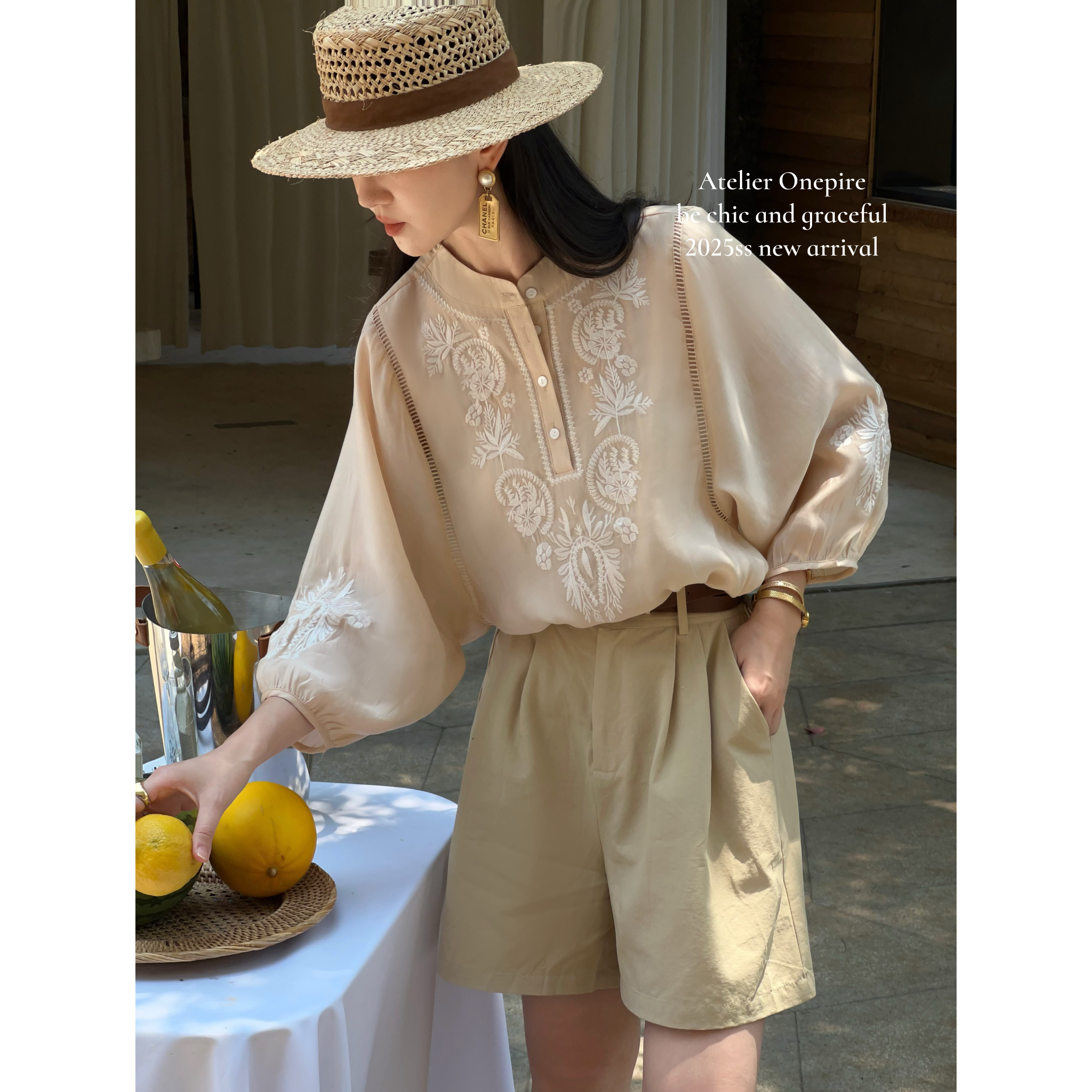 【现货】 Onepire|“云织仲夏”10W针刺绣新国风重工圆领甜美衬衫