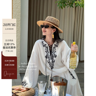 【现货】Onepire|boho chic“绣萝”10W刺绣天丝亚麻老钱风套装