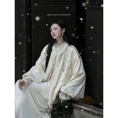 现货Onepire 姑苏雪·重工天丝丝绒仿貂毛加厚毛里新中式棉外套