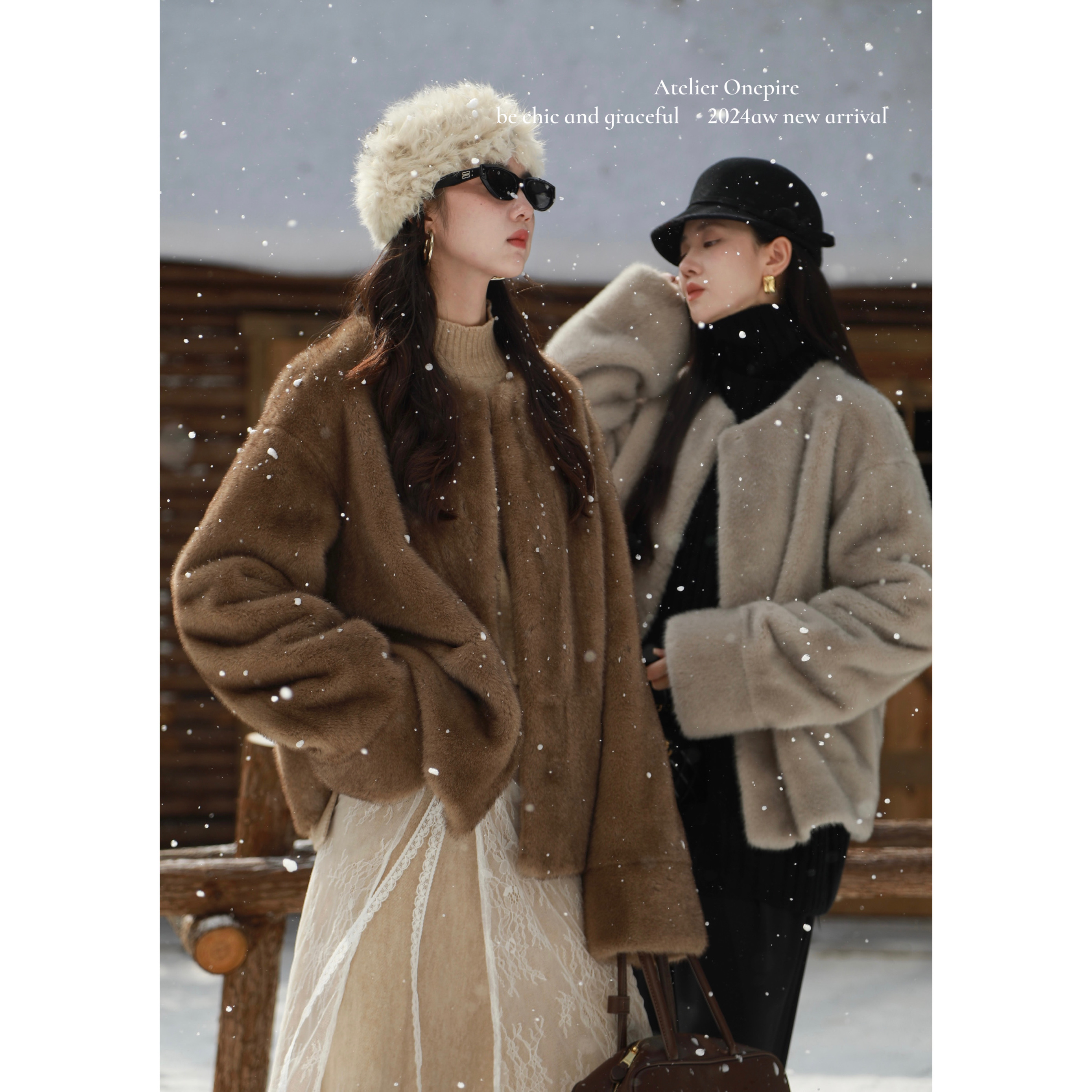 仿水貂毛环保皮草短外套