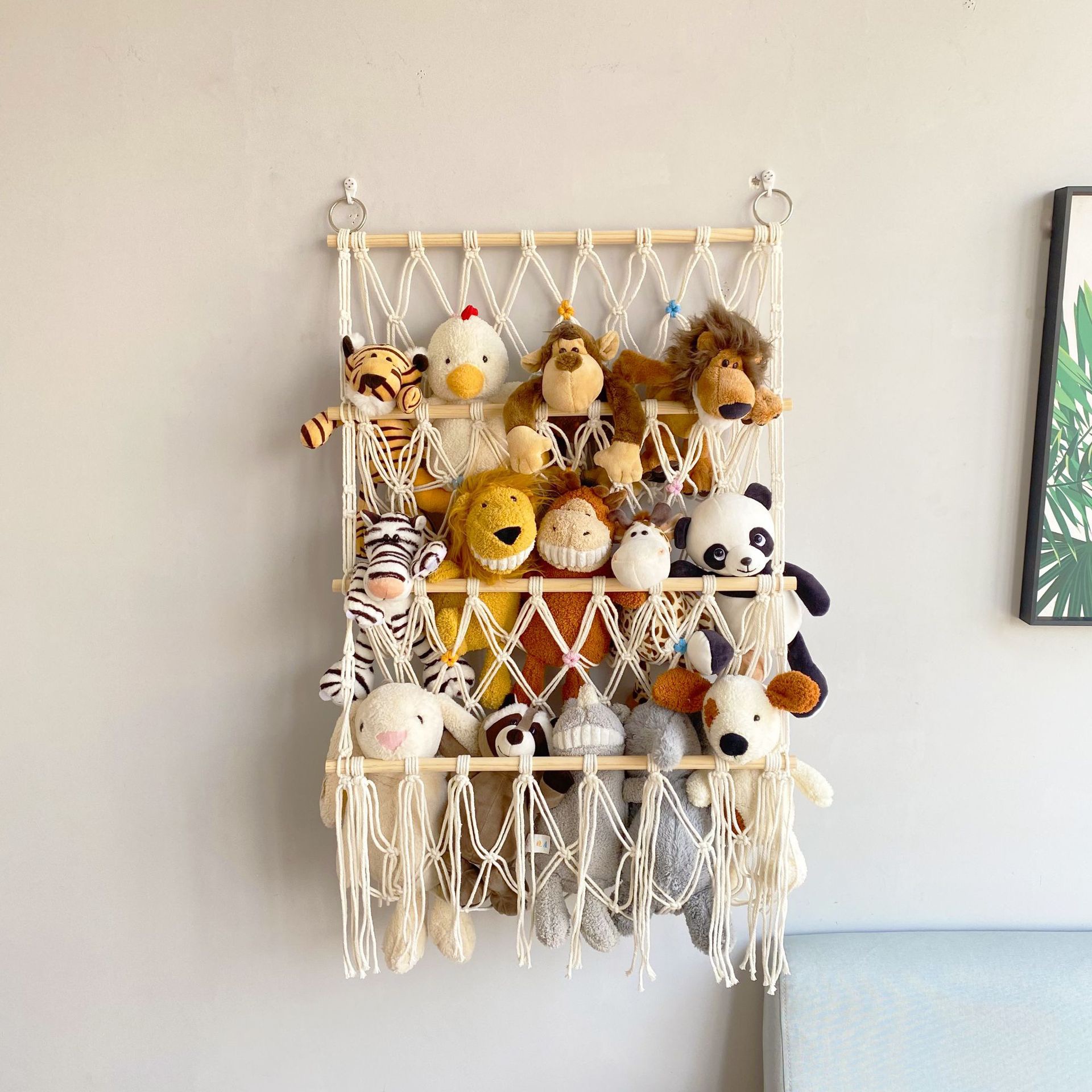 娃娃收纳墙上置物架网兜放毛绒装玩具抓公仔布偶展示架子床头神器