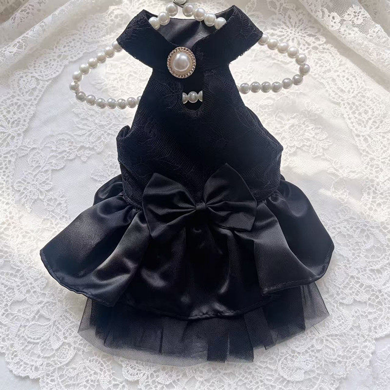 新款高级宠物黑色礼服裙马尔济斯狗宠物服装/雨衣