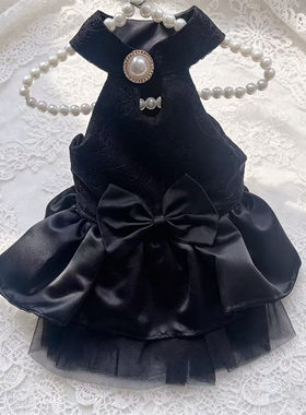 新款高级宠物黑色礼服裙马尔济斯小体比熊韩系狗狗泰迪宠物连衣裙
