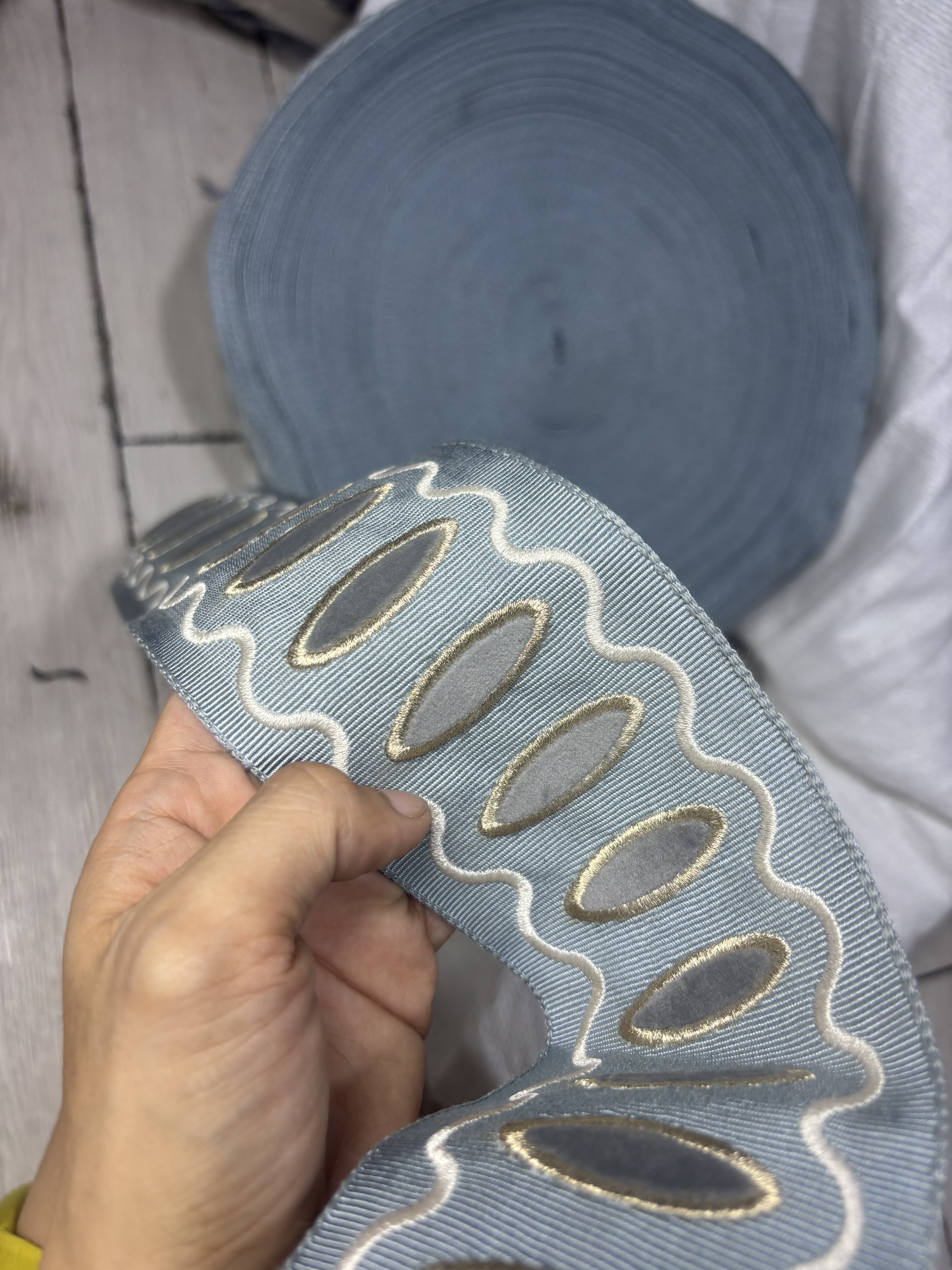 半斤30元包邮5G0597丝绒提花涤纶重磅绣花织带宽8公分做腰带袖口