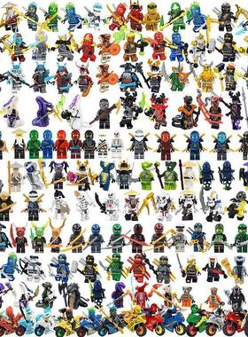 手工diy盲盒儿童积木幻影忍者人仔便宜积木小人偶全套摩托车益智