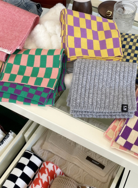 回馈款小围巾 | 彩色小格子千鸟格小围脖纯色秋冬季保暖学生女士