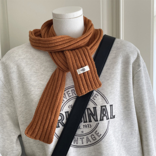 韩代同款 egg小围巾细长条坑条针织围巾时髦搭配韩系显白软糯围脖