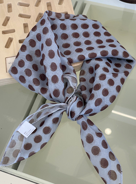 高智老钱风知性波尔卡圆点薄棉质小方巾领巾气质头巾春夏秋季围巾
