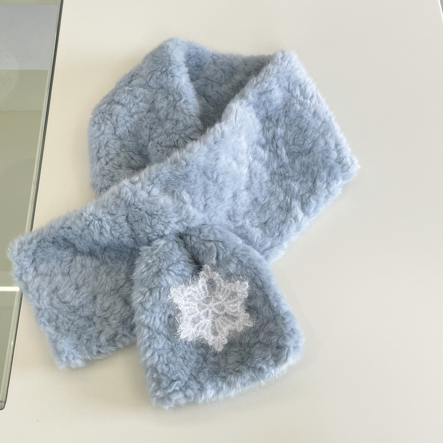 冬季可爱雪花毛绒围巾保暖围脖